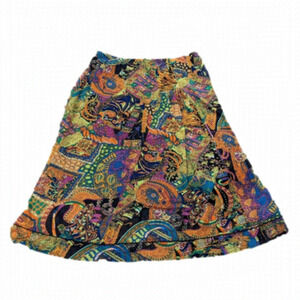 Vintage Y2K midi skirt, patchwork paisley, a-line women's XL